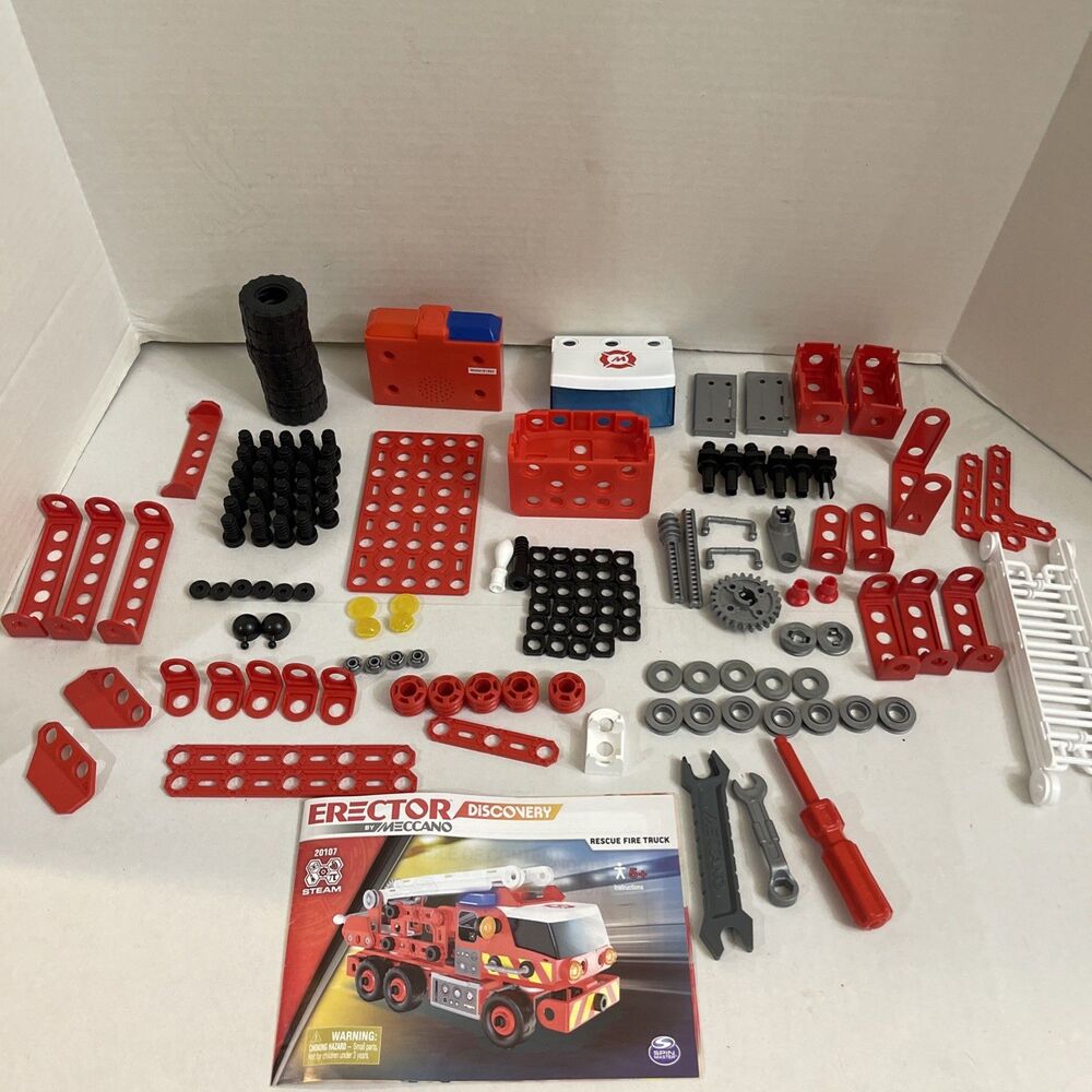 Meccano Erector Discovery Rescue Fire Truck Lights Sounds Building Set 20107